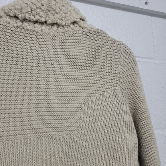 Chicos Beige Cardigan Sweater Fuzzy Shearling Size 1 (Small, 8) - Picture 8 of 10